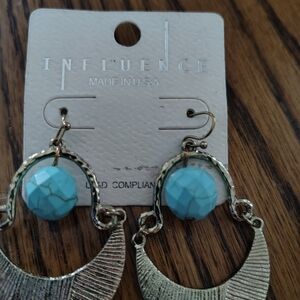 Influence Gold-Tone Earrings with Turquoise Beads